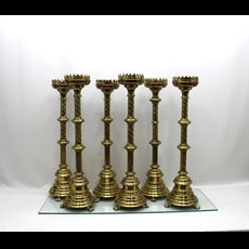 24" Set of 6 Claw-Foot Gorham Brass Candlesticks SKU C155-016